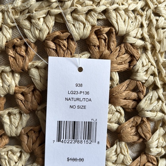 Cream and Tan Hobo Bag with Wooden Bead Design - Picture 5 of 8